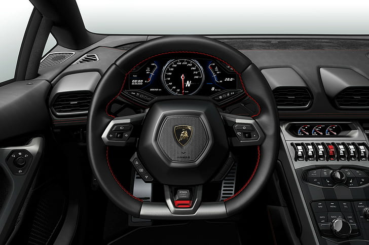 Lamborghini, Veneno, volant noir et gris, Lamborghini, Veneno, Salon, Intérieur, Fond d'écran HD