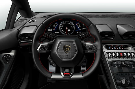 Lamborghini, Veneno, volante negro y gris, Lamborghini, Veneno, Salon, Interior, Fondo de pantalla HD HD wallpaper