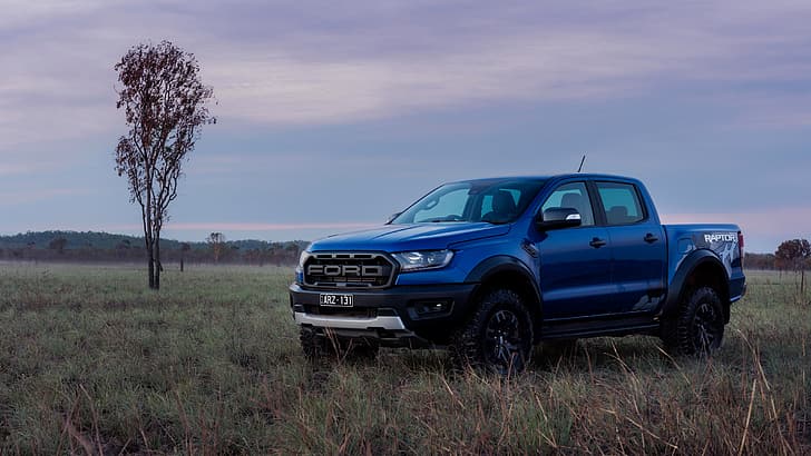 field, blue, Ford, the evening, Raptor, pickup, 2018, Ranger, HD wallpaper