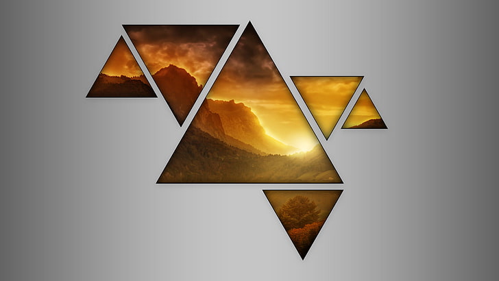 abstract, mountains, triangle, HD wallpaper
