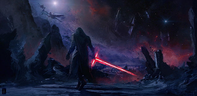 Star Wars ، Star Wars: The Last Jedi ، Dark ، Hood ، Lightsaber ، Man ، Night ، Red Lightsaber ، Sith (Star Wars)، خلفية HD HD wallpaper