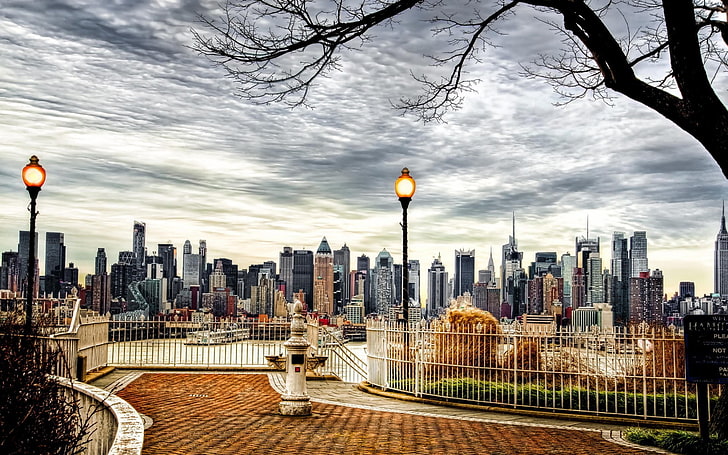 graue Betonbauten tapezieren, Stadtbild, New York City, Manhattan, Gebäude, HDR, HD-Hintergrundbild
