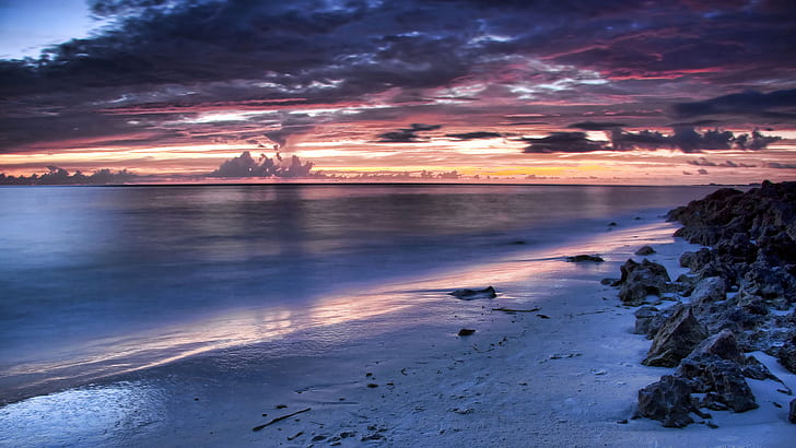 Strand bewölkt Sonnenuntergang-Ozean HD, Natur, Ozean, Wolken, Sonnenuntergang, Strand, HD-Hintergrundbild