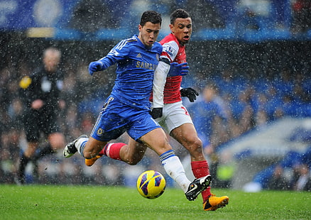 Zwei Fußballspieler, der Ball, Arsenal, Chelsea, Eden Hazard, HD-Hintergrundbild HD wallpaper