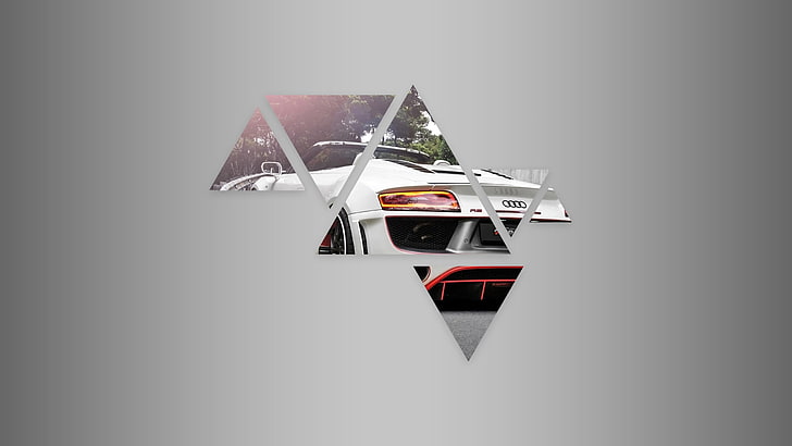 glass with car image wall decor, car, abstract, triangle, HD wallpaper