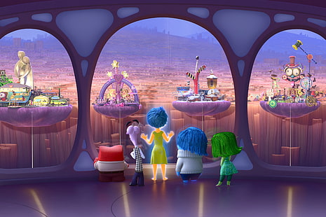Screenshot del film Inside Out, emozioni, cartoni animati, Disney, Paura, Pixar, Puzzle, Tristezza, Gioia, Rabbia, Inside Out, Disgusto, Sfondo HD HD wallpaper