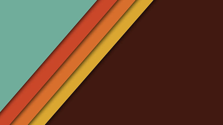 wallpaper teal, oranye, dan cokelat, sederhana, gaya material, Wallpaper HD