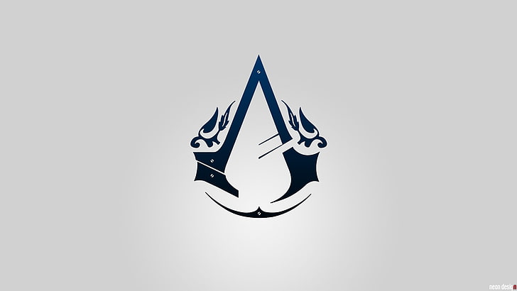 Assassin's Creed logo, Assassin's Creed, symboles, jeux vidéo, fond simple, Fond d'écran HD