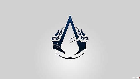 شعار Assassin's Creed ، Assassin's Creed ، رموز ، ألعاب فيديو ، خلفية بسيطة، خلفية HD HD wallpaper