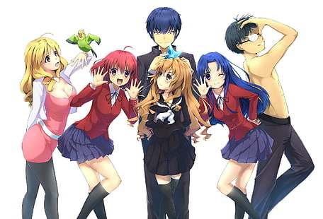 Toradora !, Aisaka Taiga, Takasu Ryuuji, Kushieda Minori, Kawashima Ami, HD papel de parede HD wallpaper