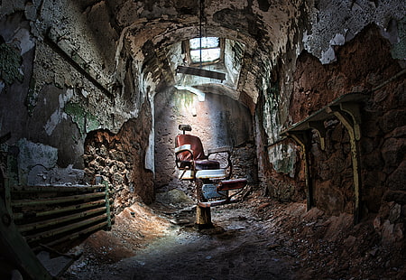 Stuhl, Verwüstung, Gefängnis, Sonnenlicht, Friseur, Schiebedach, HD-Hintergrundbild HD wallpaper