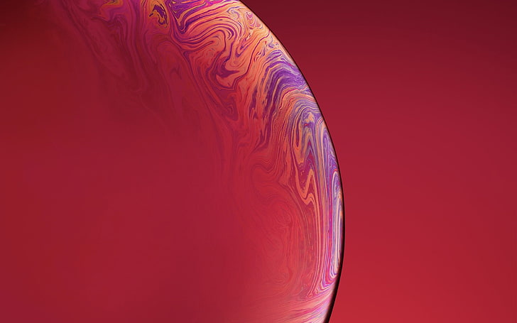 red, apple, iphone, xs, max, new, official, art, bubble, HD wallpaper