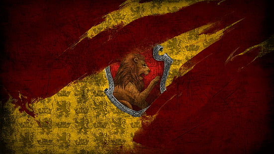 логотип коричневого льва, гарри поттер, гриффиндорец, лев, HD обои HD wallpaper