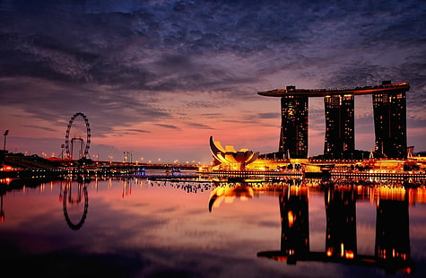 Binalar, Marina Bay Sands, Sanat Bilim Müzesi, Singapur, HD masaüstü duvar kağıdı HD wallpaper