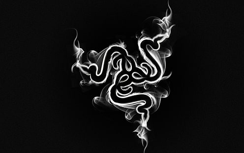 svart Razer-logotypillustration, Razer, PC-spel, hårdvara, teknik, logotyp, rök, HD tapet HD wallpaper