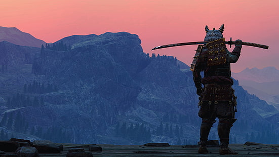 escena de la película, For Honor, cuchillas, samurai, captura de pantalla, paisaje, espada, katana, Fondo de pantalla HD HD wallpaper