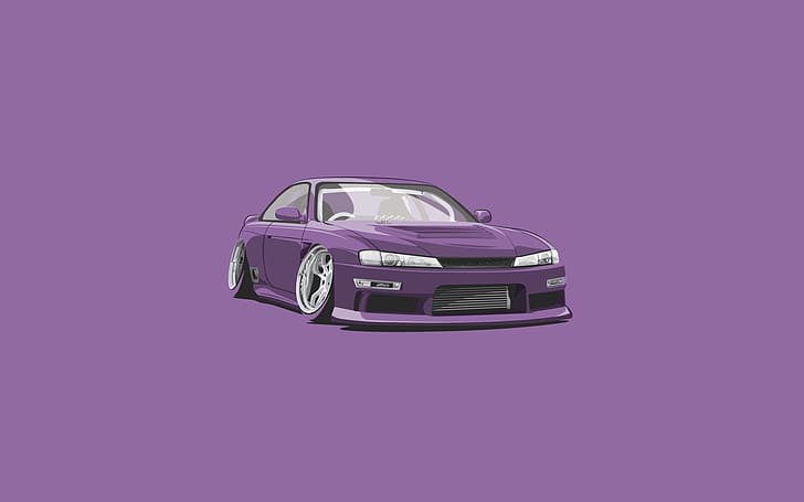 S15, Silvia, Nissan, Car, Purple, Minimalistic, HD wallpaper