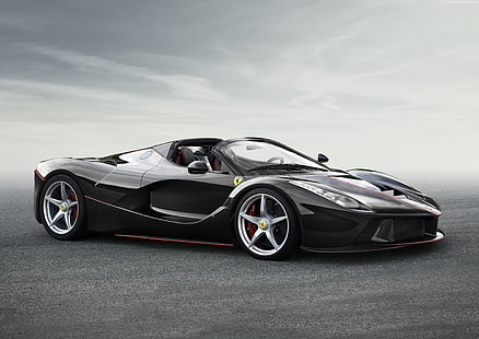 black, Ferrari LaFerrari Aperta, supercar, HD wallpaper HD wallpaper