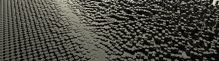 karpet area bunga hitam dan putih, banyak tampilan, seni digital, geometri, render, CGI, Wallpaper HD