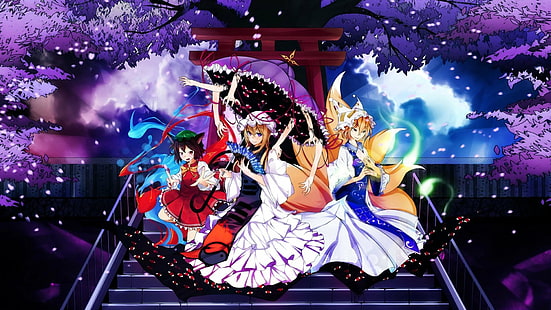 Аниме, Touhou, Chen (Touhou), Ran Yakumo, Saigyou Ayakashi, Yukari Yakumo, HD тапет HD wallpaper