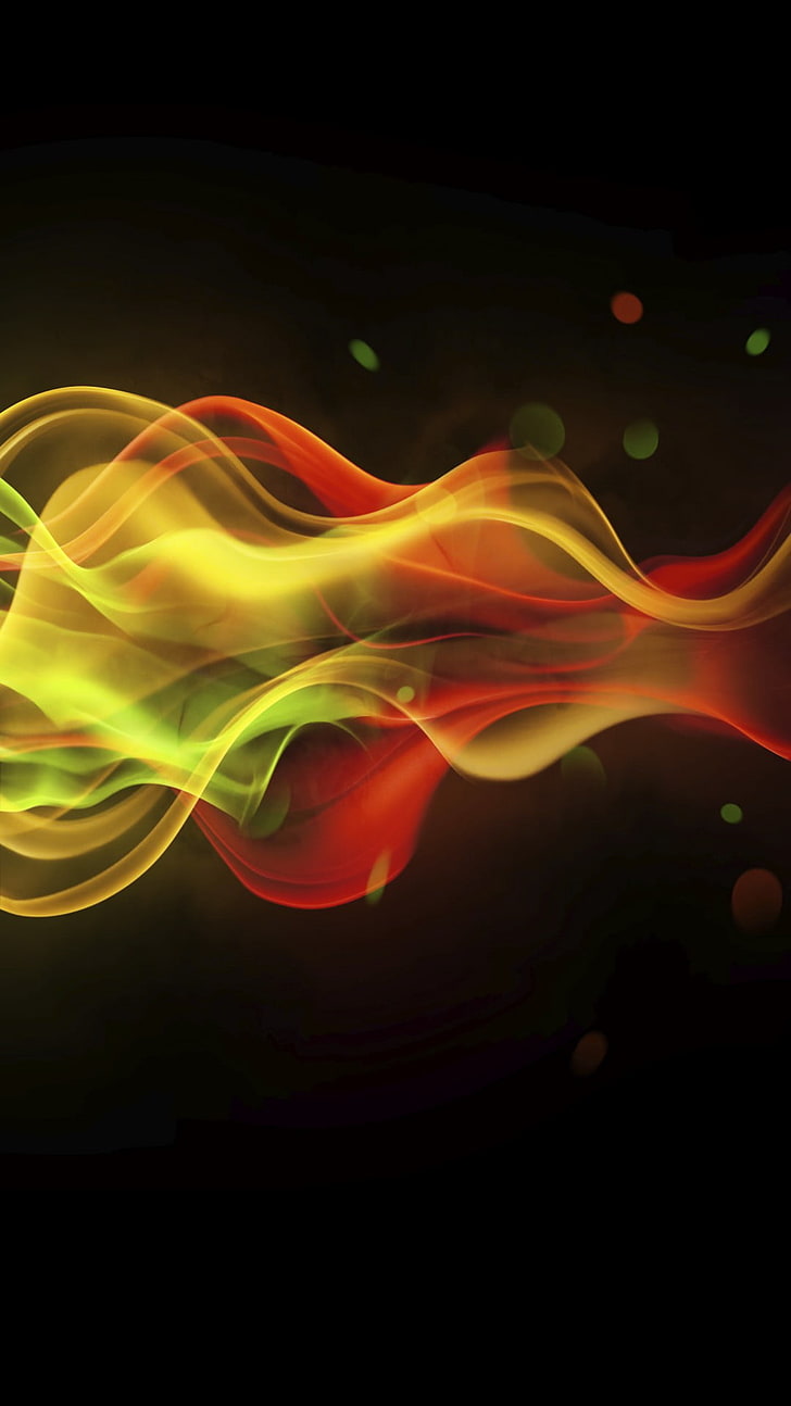 Multicolored Smoke, yellow, green, and red illustration, Abstract, , black, colorful, smoke, background, HD wallpaper