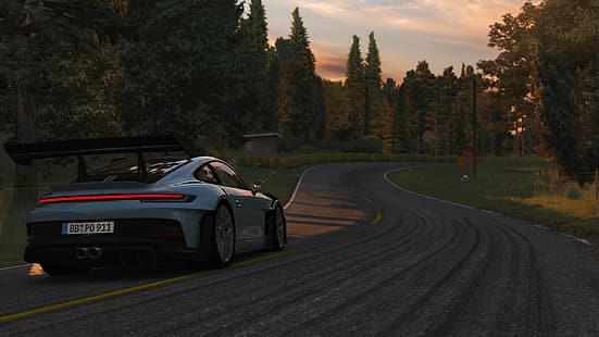 Assetto Corsa, Porsche 992 GT3 RS, mobil video game, balapan, Wallpaper HD HD wallpaper