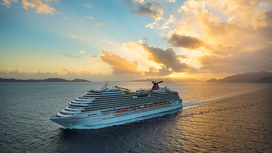 เรือสำราญ, Carnival Breeze, เรือสำราญ, พระอาทิตย์ตก, วอลล์เปเปอร์ HD HD wallpaper
