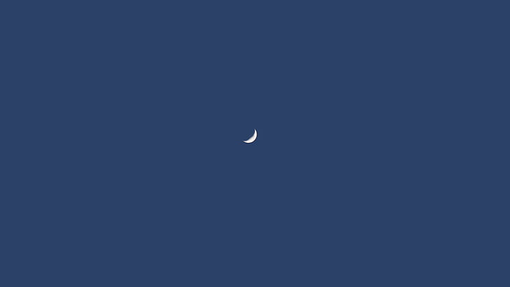 minimalismo, fotografia, cielo, cielo sereno, luna, sfondo blu, Sfondo HD
