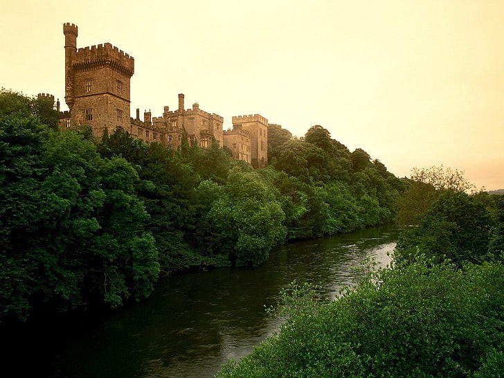 коричневый бетонный замок, замок лисмор, графство уотерфорд, ирландия, HD обои