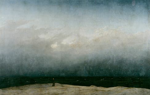 Caspar David Friedrich, El monje junto al mar, Der Mönch am Meer, pintura, Óleo sobre lienzo, pintura al óleo, paisaje, Fondo de pantalla HD HD wallpaper