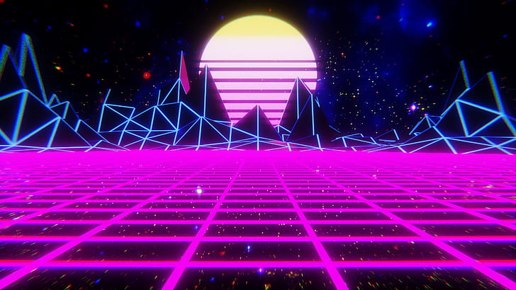The sun, Mountains, Music, Space, Star, Background, 80s, Neon, 80's, Synth, Retrowave, Synthwave, New Retro Wave, Futuresynth, Sintav, Retrouve, Outrun, HD wallpaper