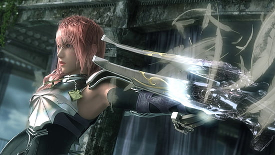 donna corazzata personaggio dei videogiochi carta da parati digitale, Claire Farron, Final Fantasy XIII, videogiochi, Sfondo HD HD wallpaper