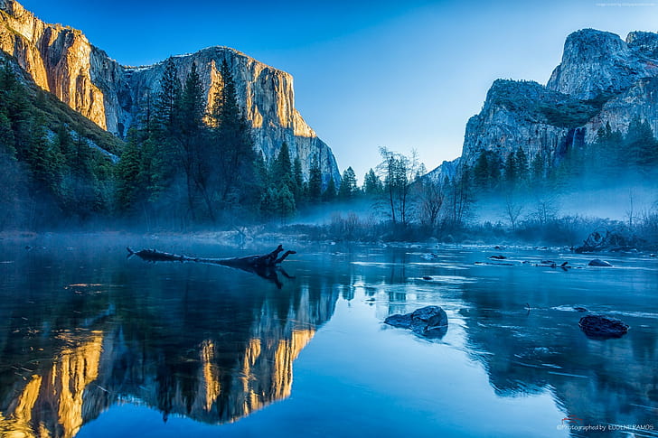 pegunungan, 4k, musim dingin, HD, hutan, apel, OSX, El Capitan, Yosemite, Wallpaper HD