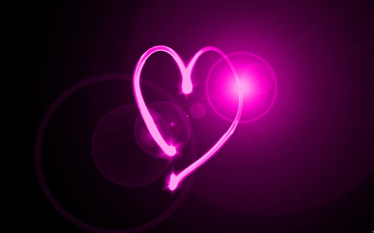 heart neon light-Abstract design wallpaper, pink heart illustration, HD wallpaper