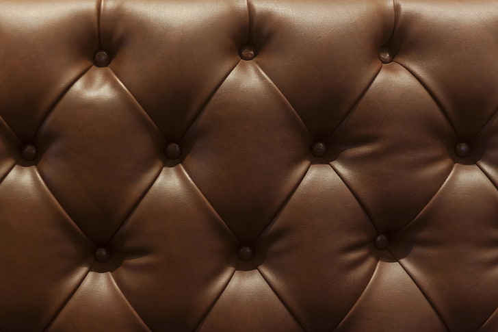 tufted brown leather surface, texture, leather, upholstery, HD wallpaper