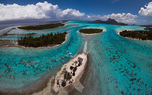ボラボラ島フランス領ポリネシアの美しい島南太平洋Hd壁紙航空写真デスクトップ壁紙背景3840×2400、 HDデスクトップの壁紙 HD wallpaper