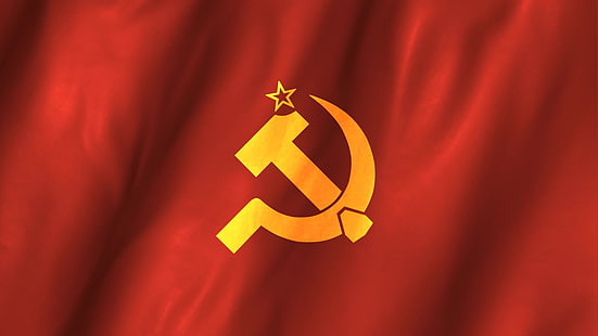 white and yellow textile, communism, socialism, red, flag, USSR, HD wallpaper HD wallpaper
