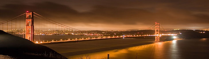 Мост Golden Gate, Ню Йорк, градски пейзаж, многократно показване, Сан Франциско, Golden Gate Bridge, САЩ, Калифорния, HD тапет