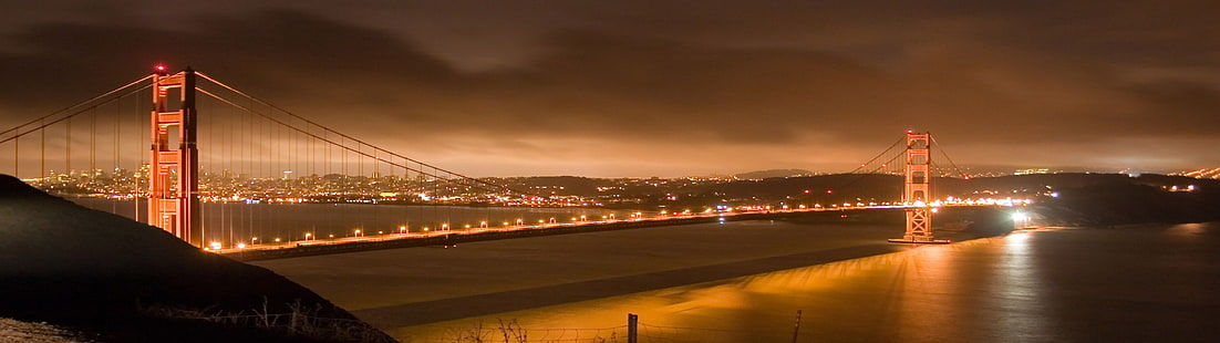 Мост Golden Gate, Ню Йорк, градски пейзаж, многократно показване, Сан Франциско, Golden Gate Bridge, САЩ, Калифорния, HD тапет HD wallpaper