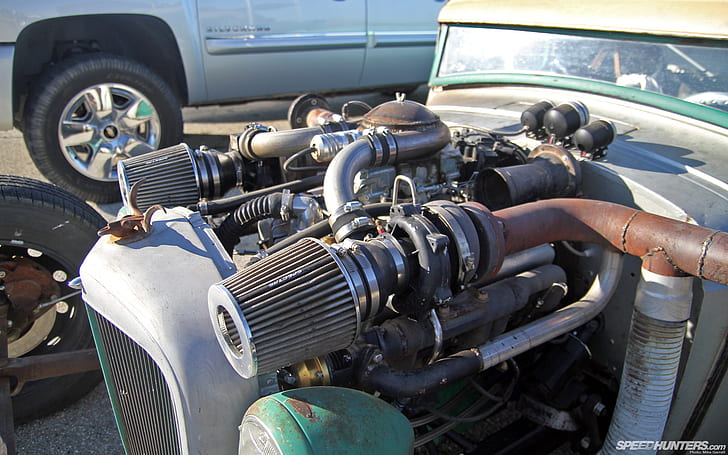 Engine Turbo Rat Rod Classic Car Classic HD, cars, car, classic, engine, rod, turbo, rat, HD wallpaper