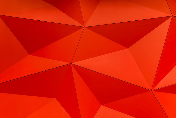 karya seni abstrak merah, garis, cat, volume, segitiga, Wallpaper HD
