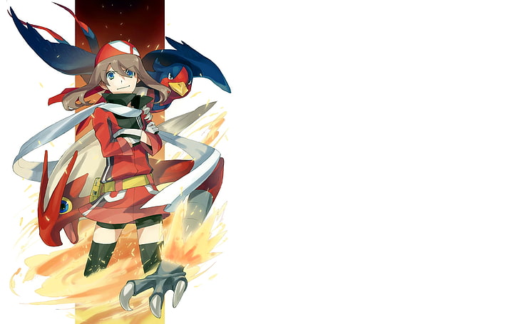 Personagem masculino Digimon, Pokémon, May (pokemon), blaziken, Swellow, HD papel de parede