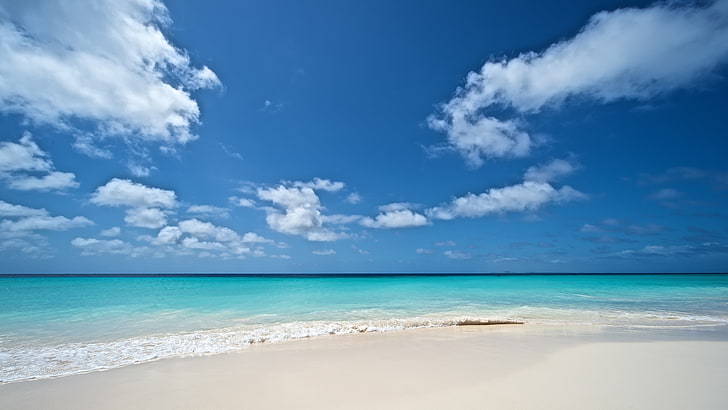 body of seashore, beach, clouds, sea, tropical, landscape, HD wallpaper