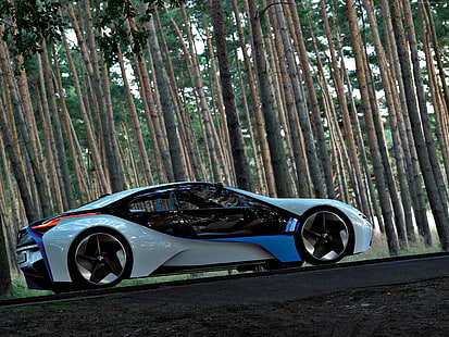 BMW Vision, bosque, lateral, VL, autos eléctricos, BMW, concepto, Best Electric Cars 2015, Fondo de pantalla HD HD wallpaper