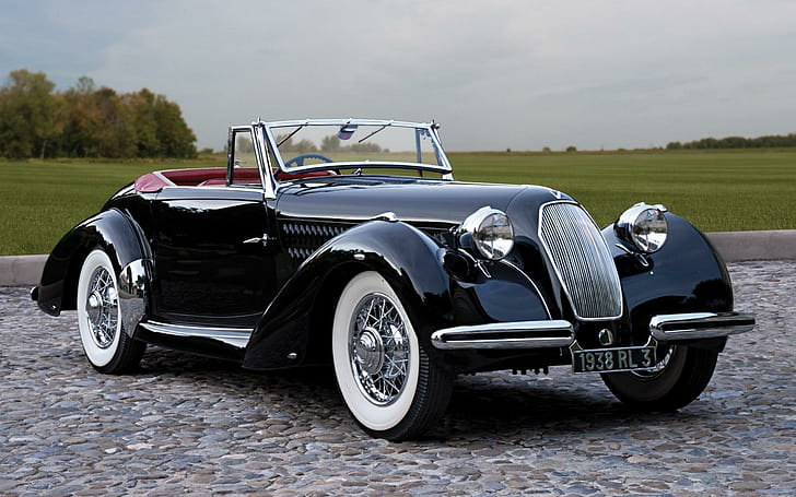 1938 Talbot Lago T120 Roadster, svart, cabriolet, vintage, elegant, klassisk, lago, roadster, 1938, talbot-lago, talbot, HD tapet