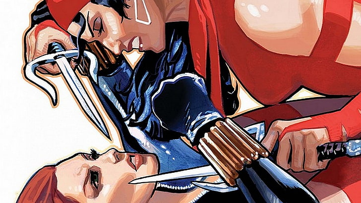 Илюстрация на Elektra и Black Widow, Black Widow, комикси, Elektra, HD тапет