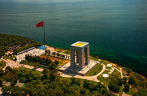 تركيا ، كاناكالي ، نصب تذكاري ، منظر طبيعي ، منظر جوي، خلفية HD HD wallpaper