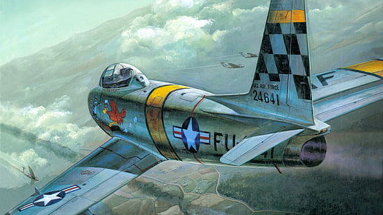 figura, sztuka, Ameryka Północna, Sabre, F-86, amerykański myśliwiec, Tapety HD HD wallpaper