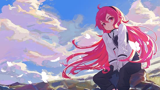 Mushoku Tensei, Eris Boreas Greyrat (Mushoku Tensei), berambut merah, awan, Wallpaper HD HD wallpaper