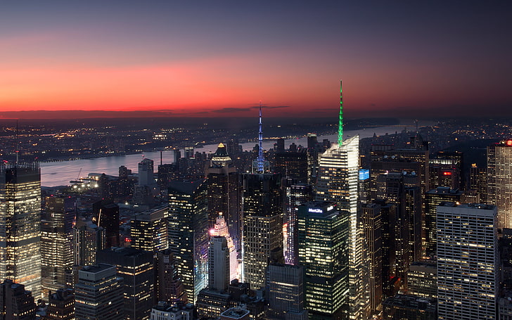 Manhattan, New York City, USA, Wolkenkratzer, Hudson River, Stadtbild, HD-Hintergrundbild